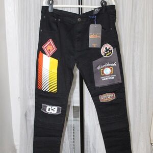 Copper Rivet Slim Fit Patch Black Denim.  Sz. 40/32